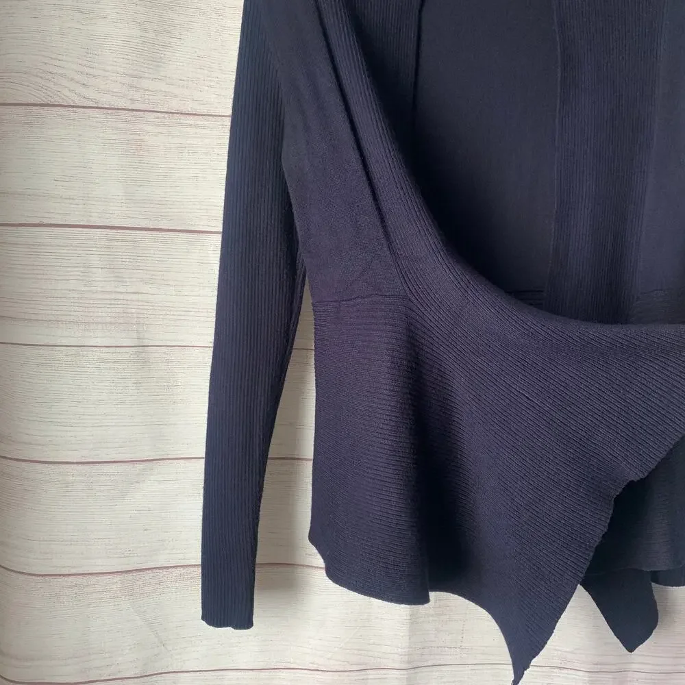 Verve Ami Navy Blue Cardigan Sweater Open Front Long Sleeves Size Small